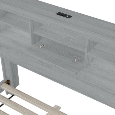 Streamdale Vintage Platform Bed with Storage Headboard and Charging
