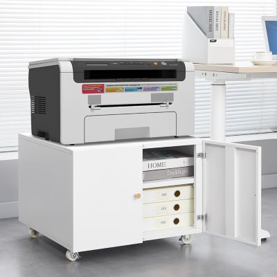 White Office Copier Cabinet with 2 Doors