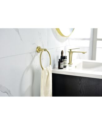 6-Pieces Brushed Gold Bathroom Hardware Set Sus304 Stainless Steel Round Wall Mounted Include