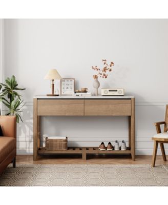 Simplie Fun Versatile Wood Grain & Marble Storage Cabinet for All Your ...