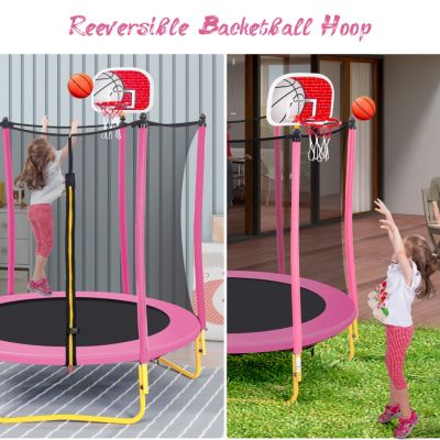 Streamdale 65" Mini Toddler Trampoline with Enclosure and Basketball Hoop
