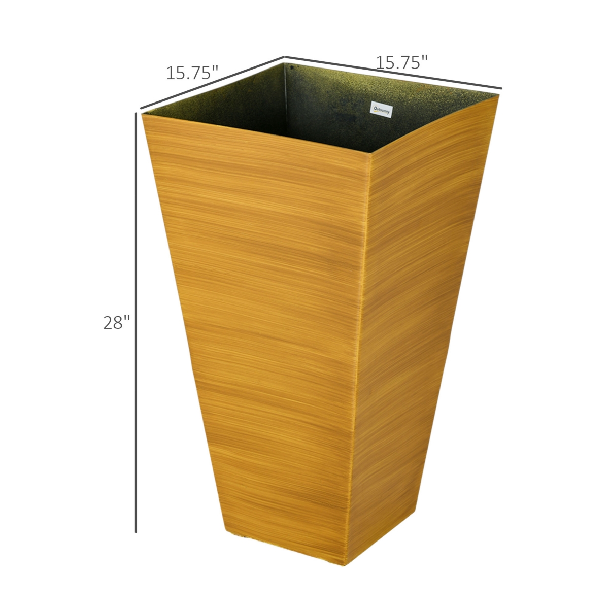 3-Pack Stackable Wood Grain Planters for Long-Rooted Plants (28" Tall)
