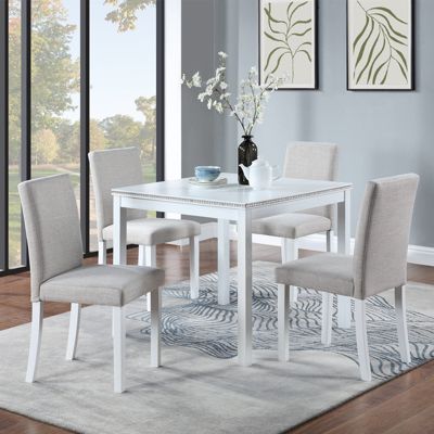 Luxurious Wooden Dining Set with Crystals & Upholstery