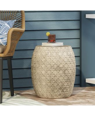 Streamdale Bohemian Barrel Side Table Intricate, Textural, & Versatile