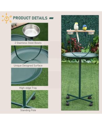 48" Rolling T-Stand Bird Training Activity Playground With Perch