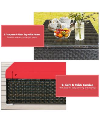 5PCS Outdoor Patio Rattan Furniture Set Sectional Conversation