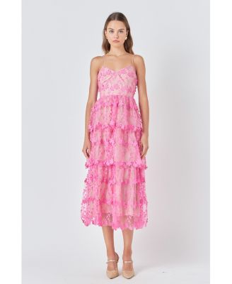 Women's Crochet Layered Midi Dress