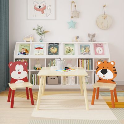 Kids Wooden Table & Chair Set (Bear Tiger)