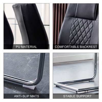Modern PU Leather Dining Chairs with Metal Legs | Easy Assembly