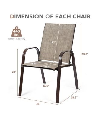 Set of 2 Patio Chairs Dining Chairs w/ Steel Frame Yard Outdoor Beige
