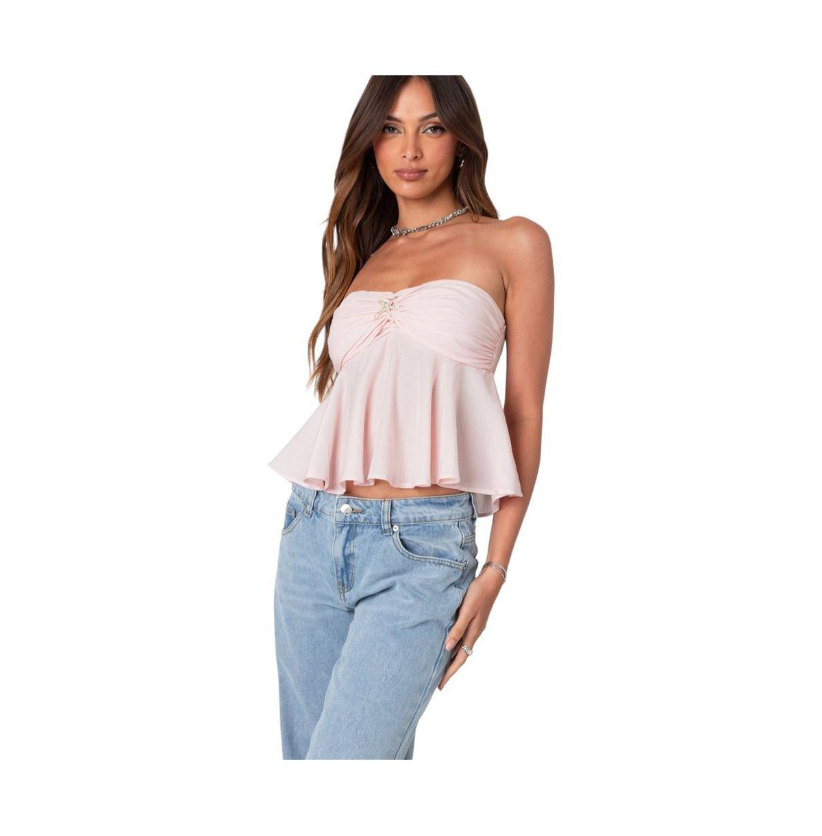 Edikted Women's Starfish Strapless Top - Light-pink