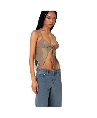 Women's Patchwork Lacey Mesh Top