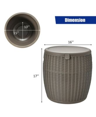 Patio 4-in-1 Rattan Cocktail Table – Multi-Functional Cool Bar, Side Table & Storage