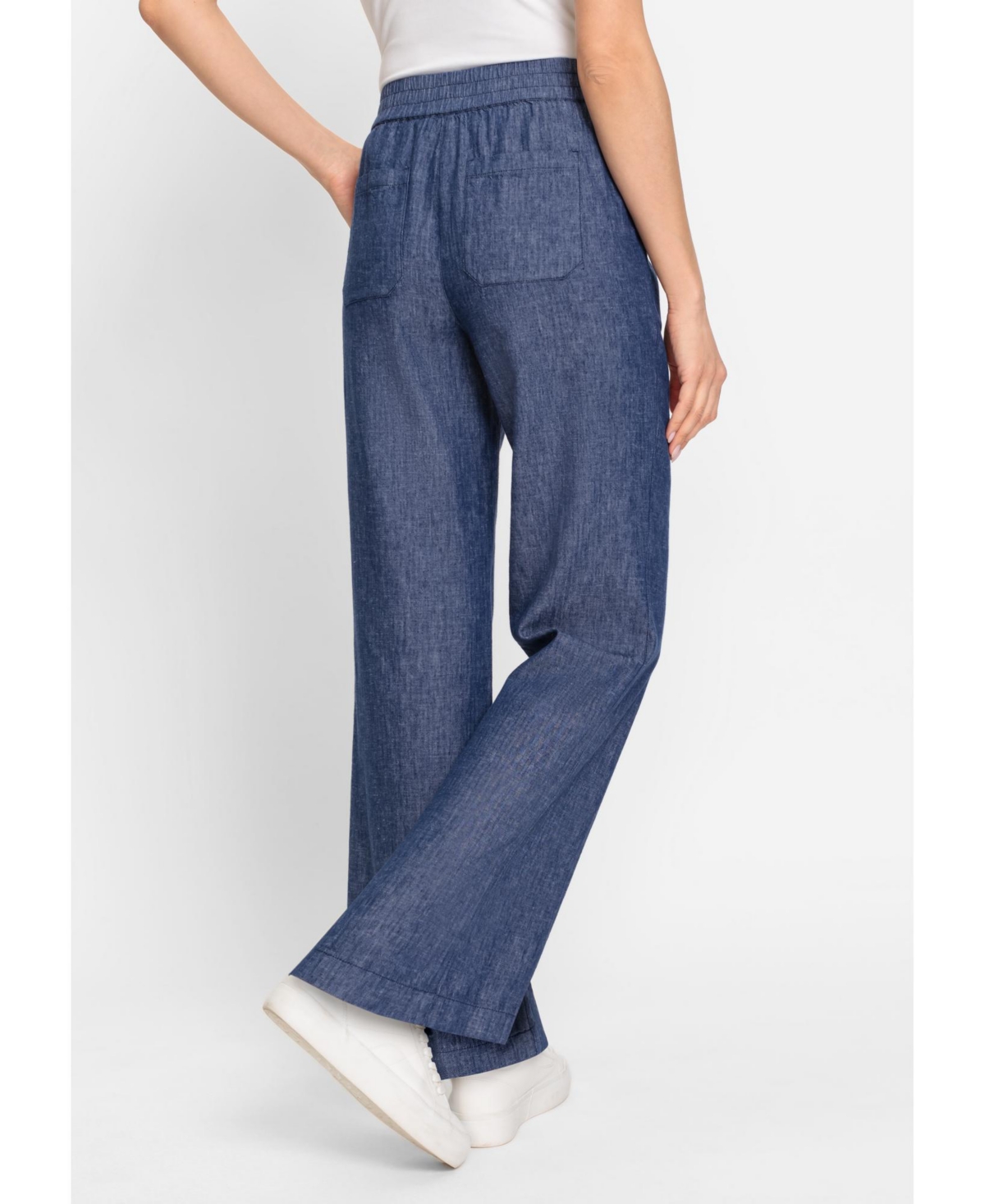 Olsen Women's Anna Fit Wide Leg Linen Blend Pull-On Pant