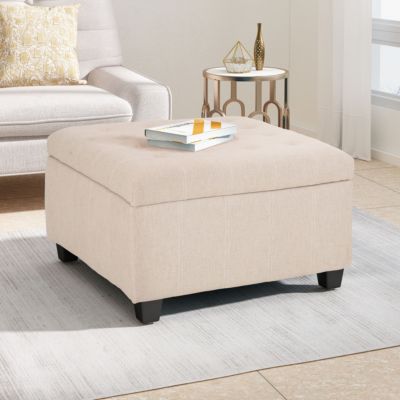 Streamdale Chic Waffle-Stitch Storage Ottoman Unclutter in Style