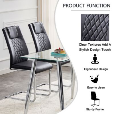 Modern PU Leather Dining Chairs with Metal Legs | Easy Assembly