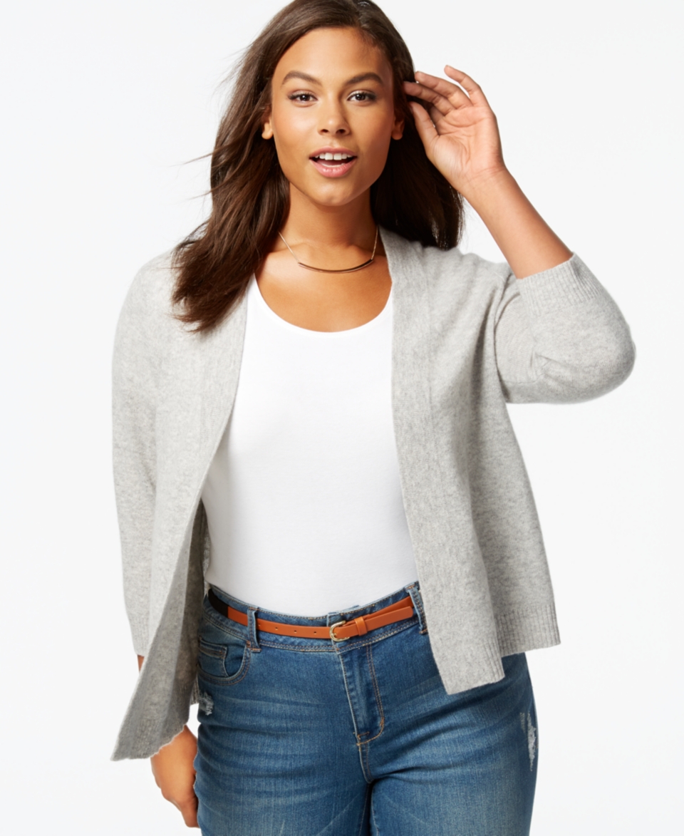 Charter Club Plus Size Cashmere Open Front Cardigan   Sweaters   Plus