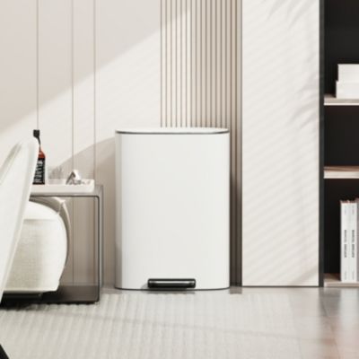 Stainless Steel 13 Gallon Kitchen Trash Can - White