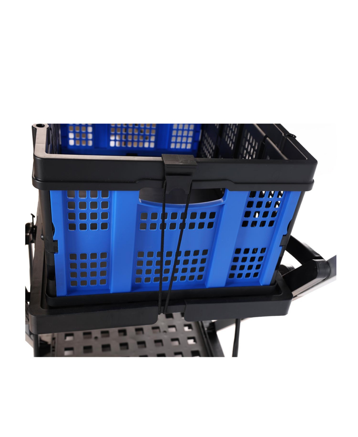 Streamdale Furniture Collapsible, Multi-Level Aluminum and Pp Utility Trolley with Smooth Wheels - Black+blue