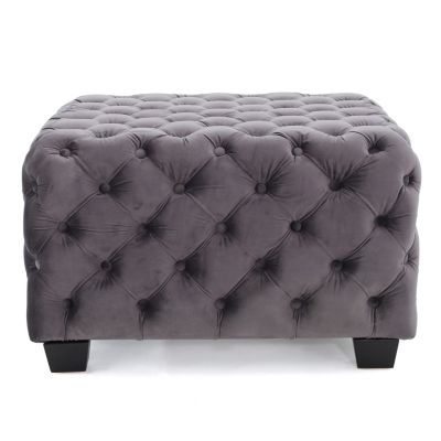 Streamdale Modern Velvet Glam Ottoman with Diamond Stitching