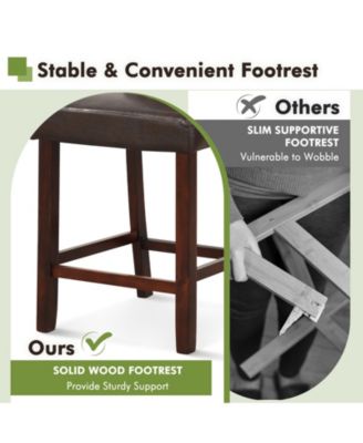 2 Piece Bar Chair Set with Hollowed Back and Rubber Wood Legs