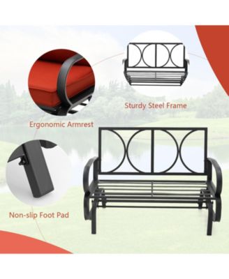 Patio 2-Person Glider Bench Rocking Loveseat with Cushioned Armrest