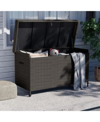 170 Gallon Deck Storage Box Deck Box Outdoor Storage Box Indoor Wicker Storage Bin Patio Storage Box for Patio Furniture Cushions Toys Garden Tools Pool Accessories, Dark Brown