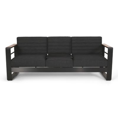 Streamdale Water-Resistant Aluminum Outdoor Sofa with Wood Composite Accents