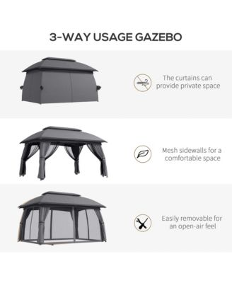 Spacious Outdoor Gazebo with Mesh Netting for Group Activities and Protection