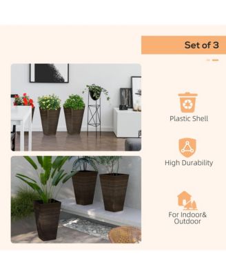 Elegant Stackable Wood-Look Outdoor Planters (Set of 3)