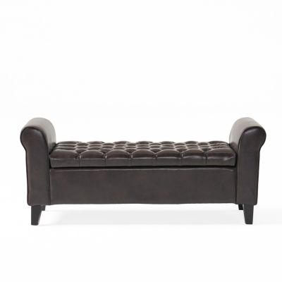 Streamdale Contemporary Diamond Tufted Storage Ottoman with Rolled Arms