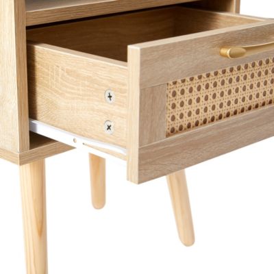 Modern Nightstand with Outlet, USB, Drawer