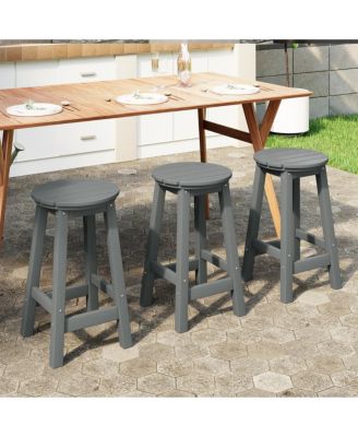 24" HDPE Outdoor Patio Round Counter Height  Stool Set of 3