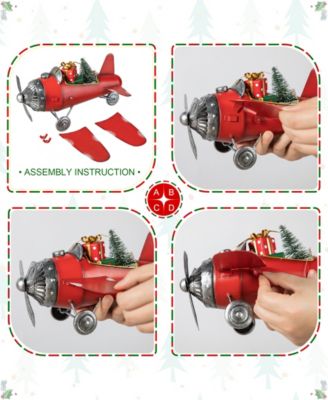 14 L Christmas Metal Airplane with Gifts Table D&eacute;cor