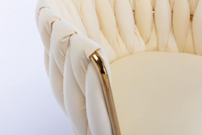 Velvet Dining Chair (Set of 2), Modern Ivory