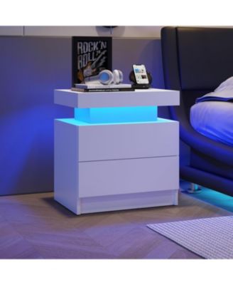 Adjustable LED Nightstand with Shelf and Drawers