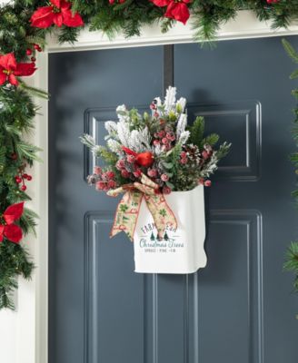21 H Christmas Pine Needle Berry Ribbon Centerpiece