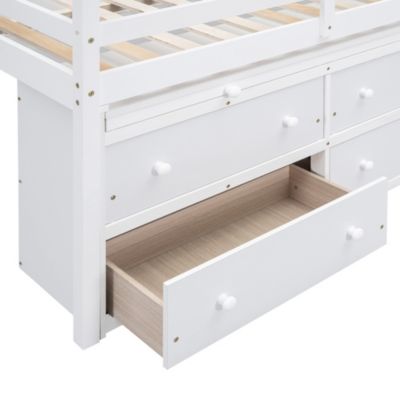 Streamdale White Loft Bed with Desk and Drawers