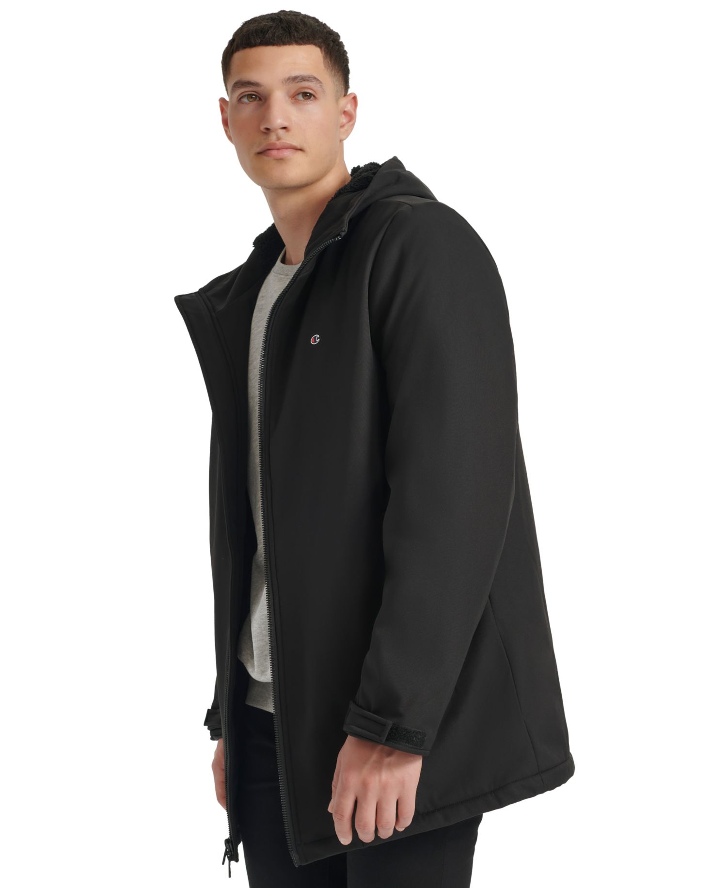 Men's Performance Hooded, Faux Sherpa-Lined Peacoat Jacket