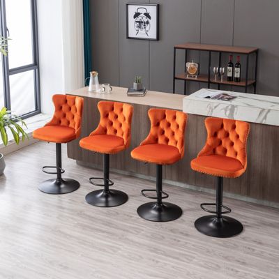 Modern Adjustable Velvet Bar Stools, Set of 2