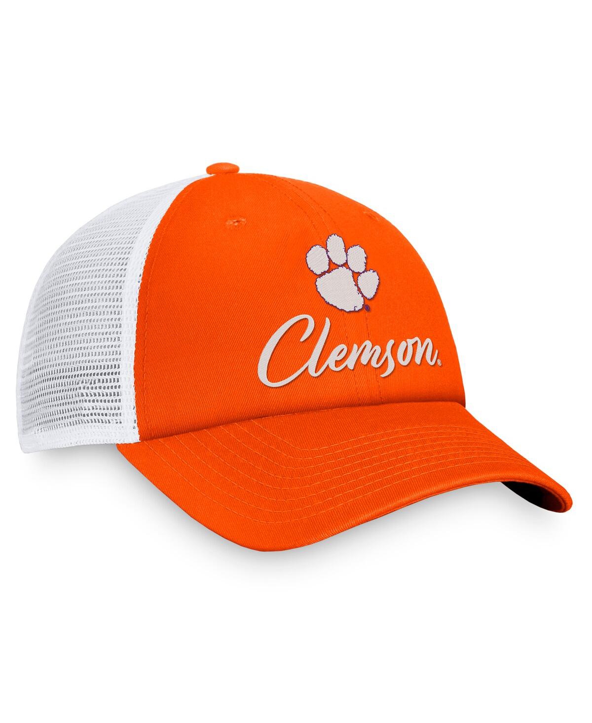Top of the World Women'sWhite Clemson Tigers Charm Trucker Adjustable Hat - Orange, White