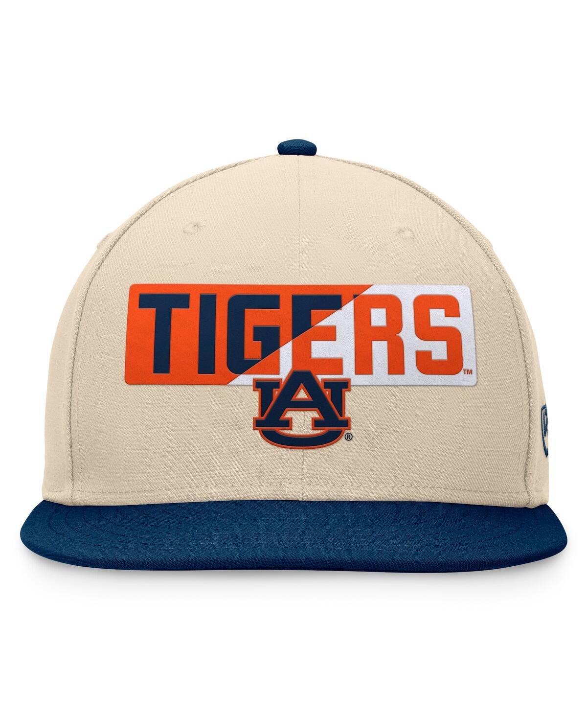 Top Of The World Men's Khaki Auburn Tigers Goalaso Snapback Hat In Khaki,navy