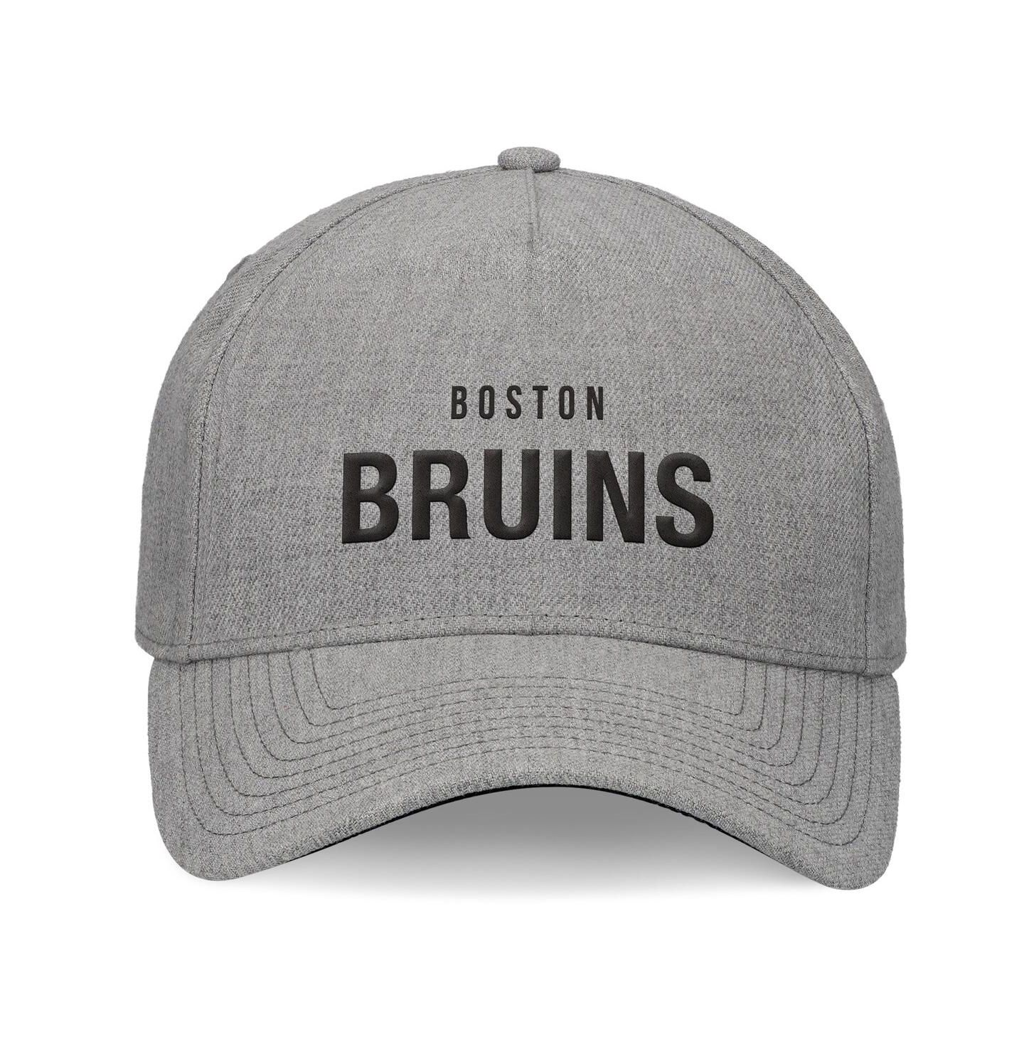 Мужской головной убор Fanatics Signature Heather Gray Boston Bruins Elements A-Frame Leather Strap back Hat — фото 2