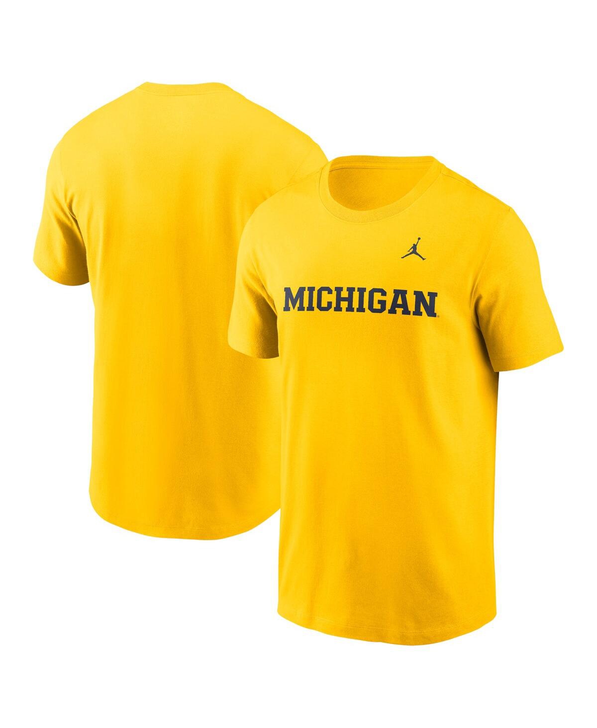 Jordan Men's Michigan Wolverines Primetime Evergreen Wordmark T-Shirt - Maize