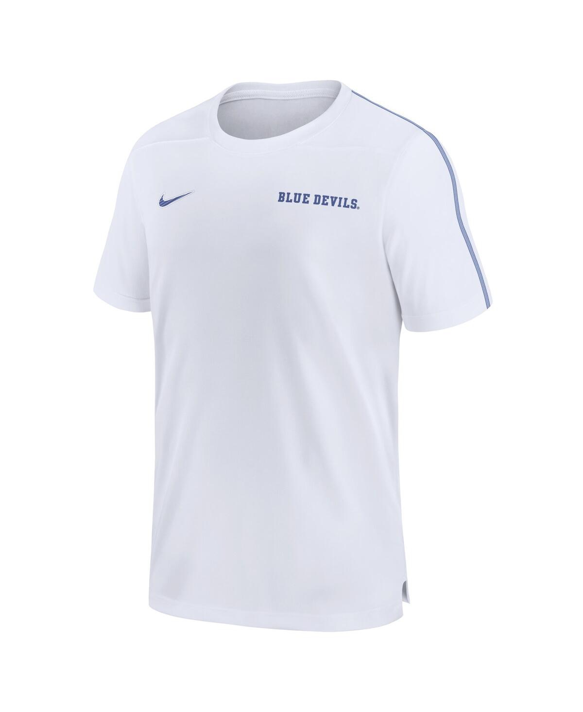 Nike Men's Duke Blue Devils 2024 Sideline Coach Performance T-shirt In White,royal