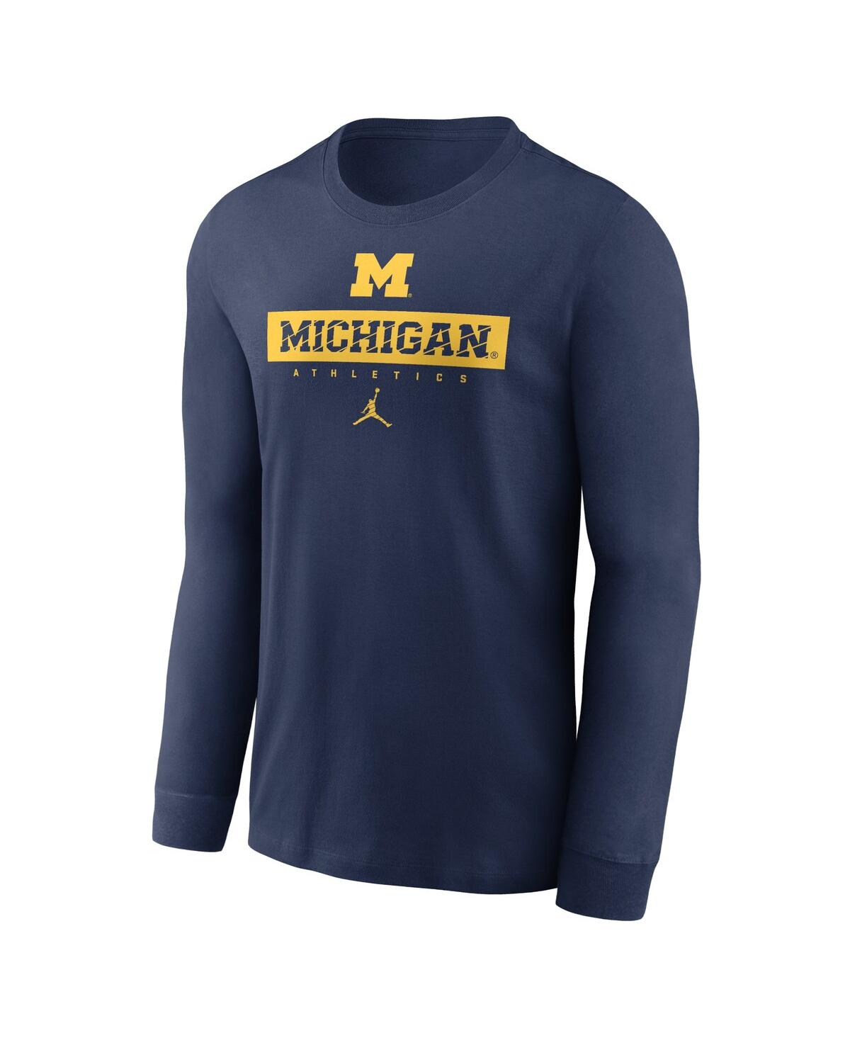 JORDAN MEN'S NAVY MICHIGAN WOLVERINES 2024 SIDELINE LEGEND PERFORMANCE LONG SLEEVE T-SHIRT 