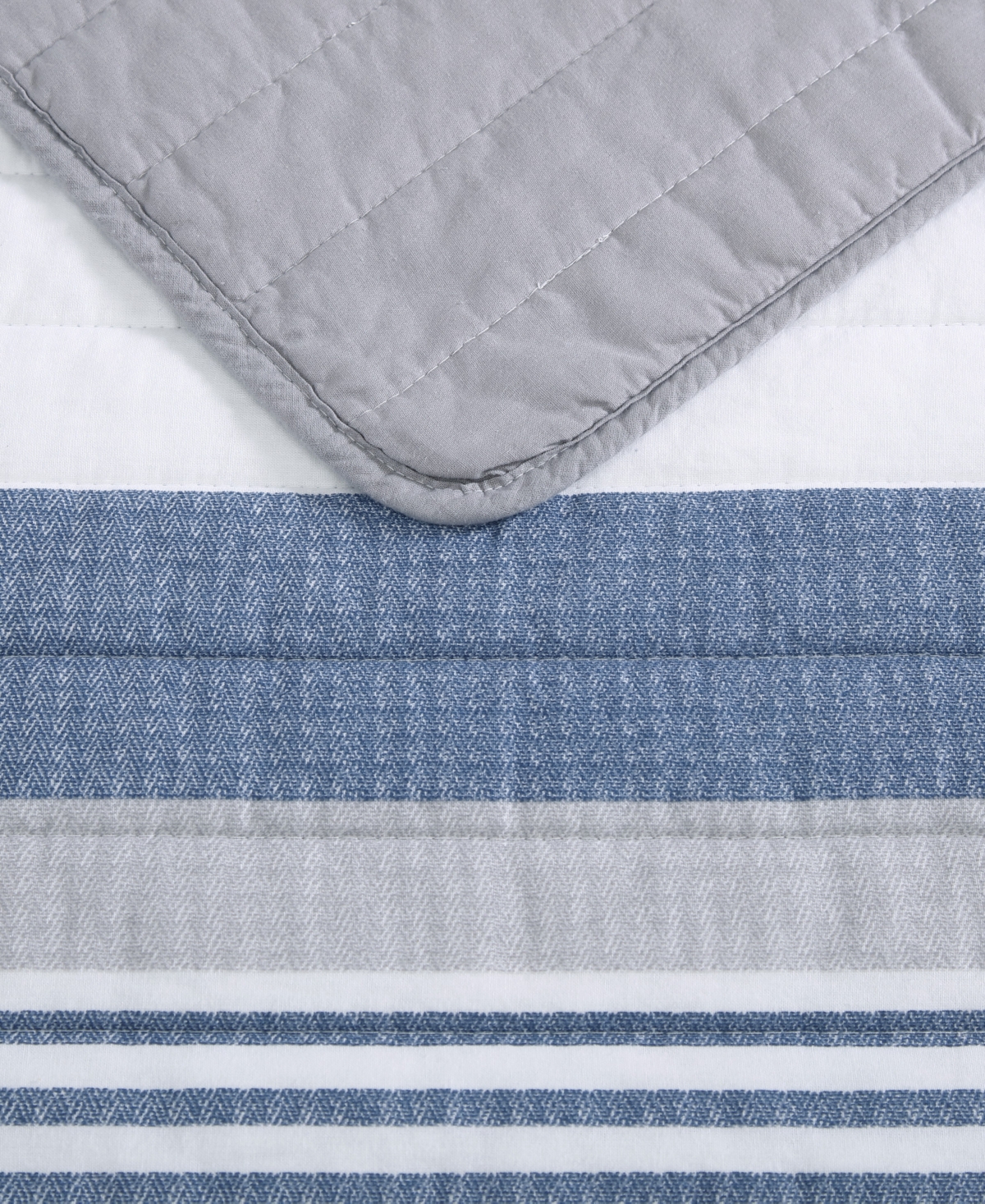 Nautica Fairwater Reversible Cotton Quilt Set In Blue