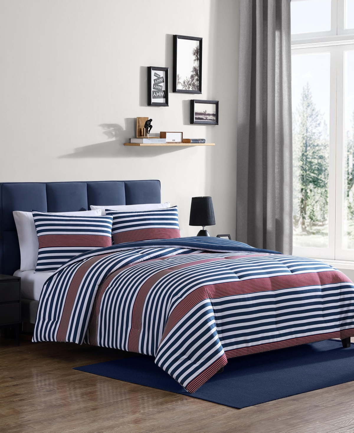 Nautica Kennedy Stripe 2 Piece Comforter Set, Twin/twin Xl In Blue,white,red