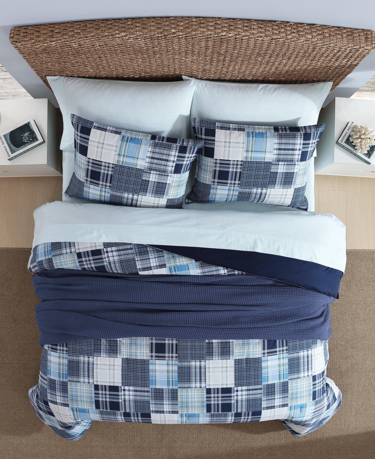 Nautica Mason Patchwork 2 Piece Comforter Set, Twin In Captain's Blue,green
