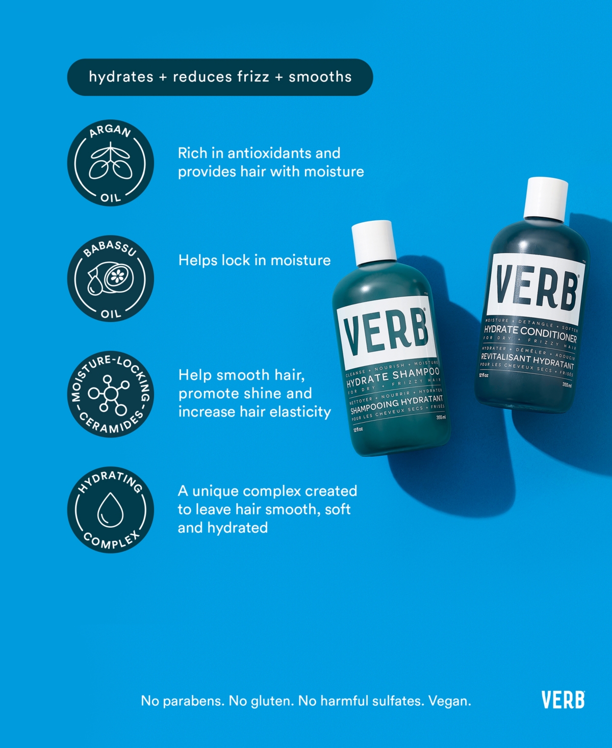 Verb Hydrate Shampoo For Dry, Frizzy Hair 12 oz / 355 ml In No Color